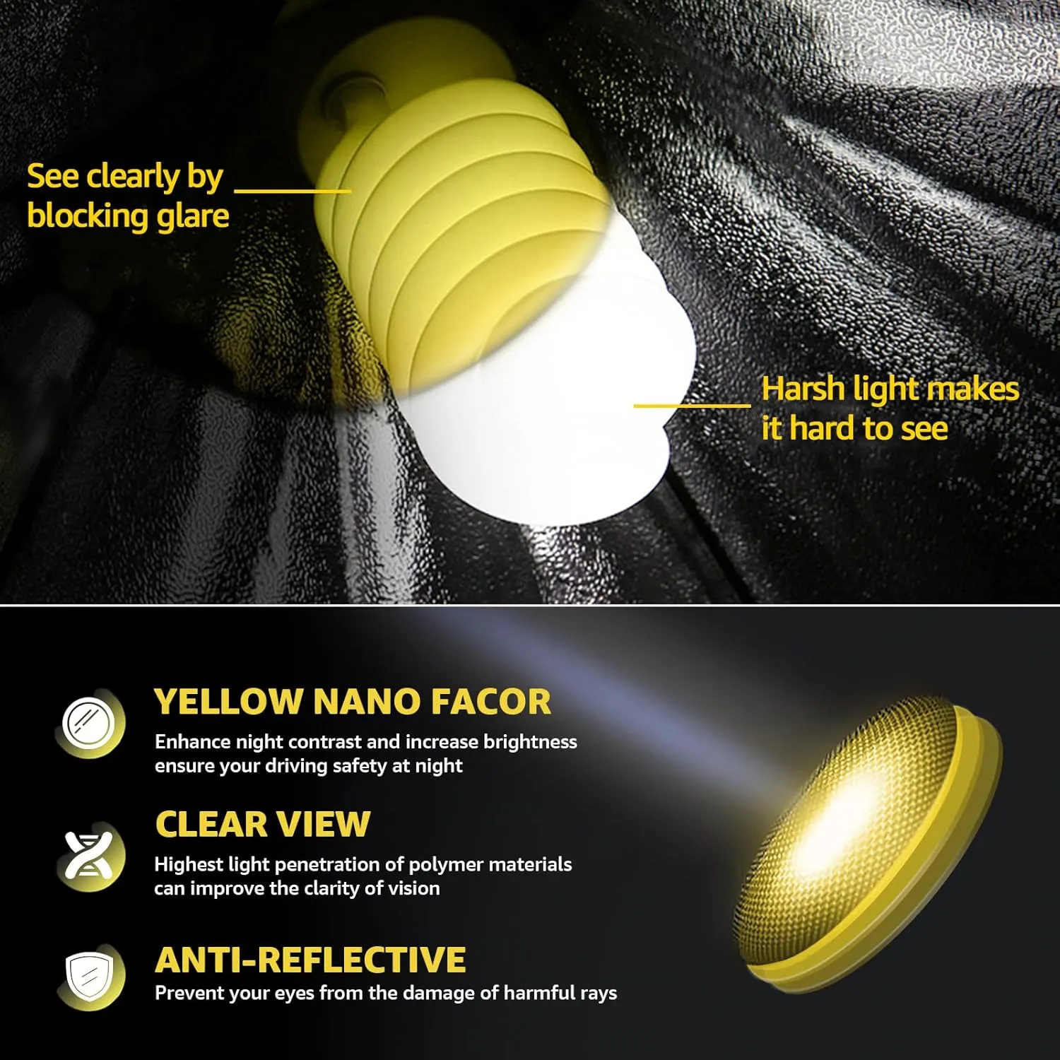 Myiaur Night Vision Driving Glasses for Women, Sport Polarized Glasses Anti-Glare and Enhance Vision at Nighttime 8140