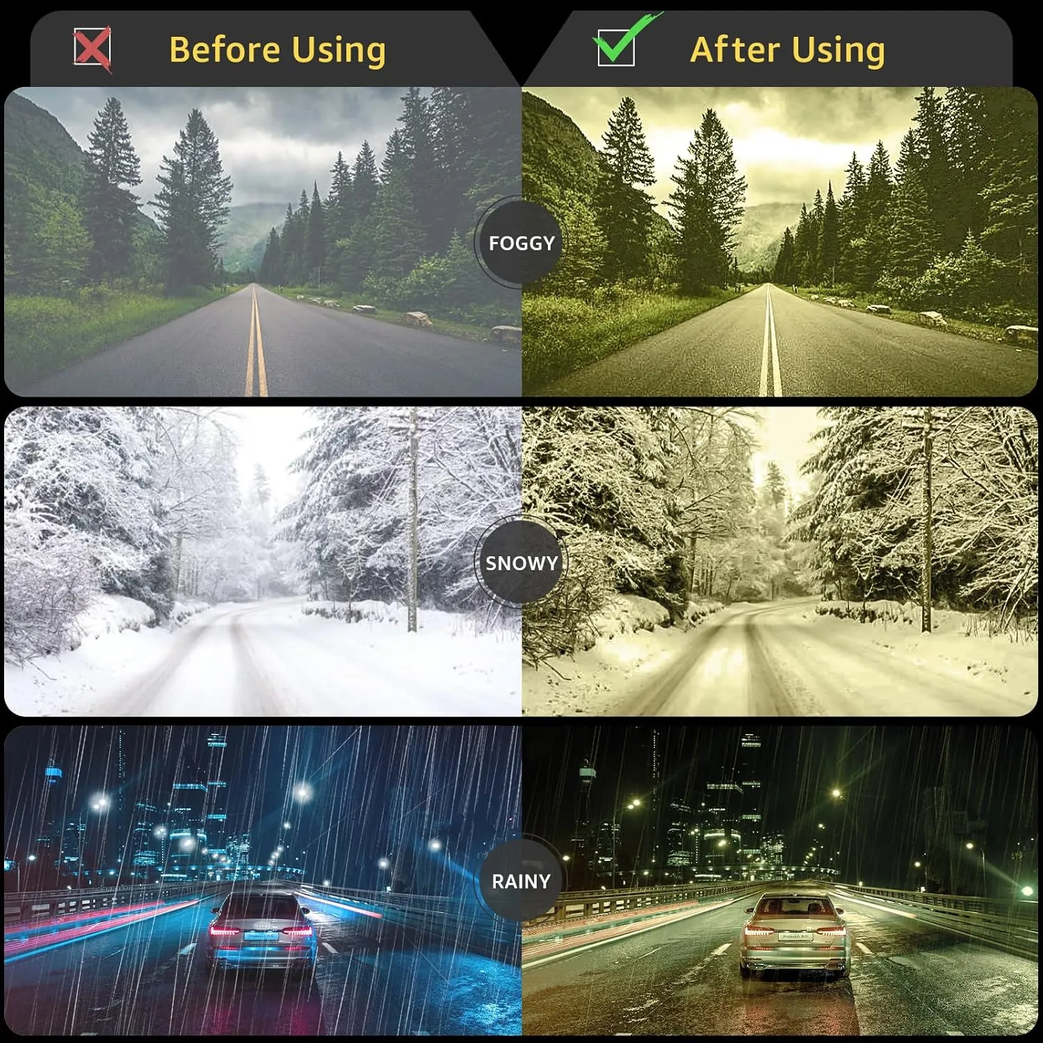 Myiaur Night Vision Driving Glasses for Women, Sport Polarized Glasses Anti-Glare and Enhance Vision at Nighttime 8140