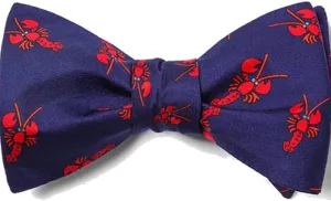 Navy Blue Silk Bow Tie | Lobsters Freestyle Self Tie BowTie Neckwear