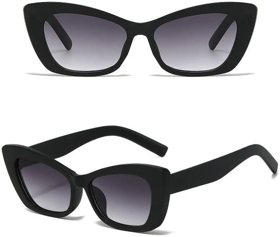 New 2025 Cat Eye Shape Sunglasses Women Female Glasses Vintage Retro Sun Glasses for Men,Black Gradient Gray