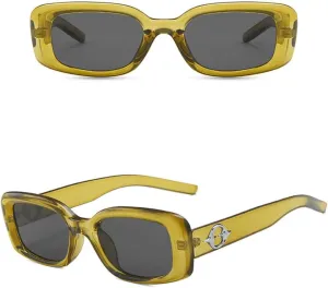 New 2025 Fashion Sun glasses Rectangle Shape UV400 Protection Sunglasses Women Sunglasses Male Female,Green Gray