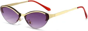 New 2025 Fashion Trend Sunglasses Metal Frameless Slingshot Legs Cat-Eye Sunglasses Women Street Photography Glasses Outdoor Sunglass