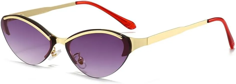 New 2025 Fashion Trend Sunglasses Metal Frameless Slingshot Legs Cat-Eye Sunglasses Women Street Photography Glasses Outdoor Sunglass