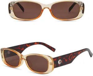 New 2025 Vintage Modern Women's Sunglasses Oval Shape Sun glasses Women UV Female Sunglass,Gold Tea Tea