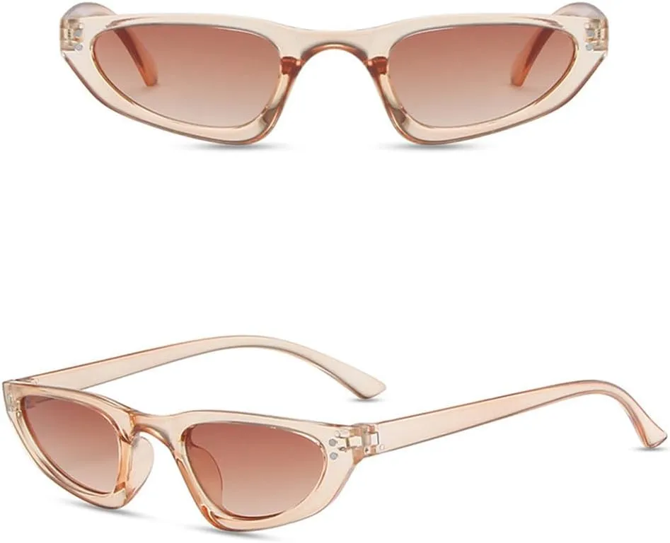 New 2025 Vintage Retro Women'S Sun Glasses Small Frame Cat Eye Shape Sunglasses For Women Sunglasses Female,Tea Tea