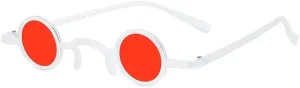 New 2025 Vintage Rock Punk Man Sunglasses Classic Small Round Sunglasses Women Wide Bridge Metal Frame Black Lens Eyewear,TMRD