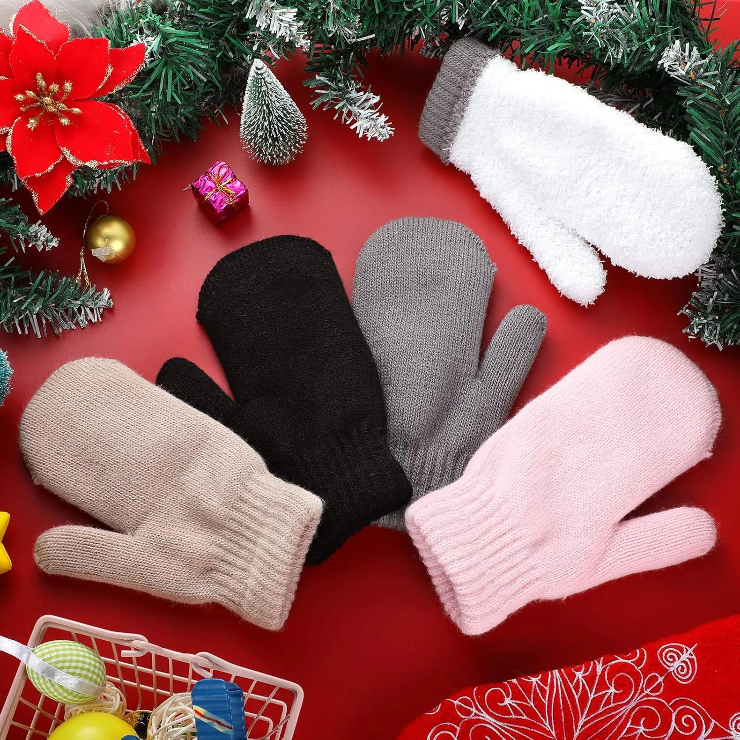 Newcotte Winter Gloves for Women Warm Lining Mittens Fleece Thick Wool Gloves Cable Knitted Mittens for Winter Cold Weather
