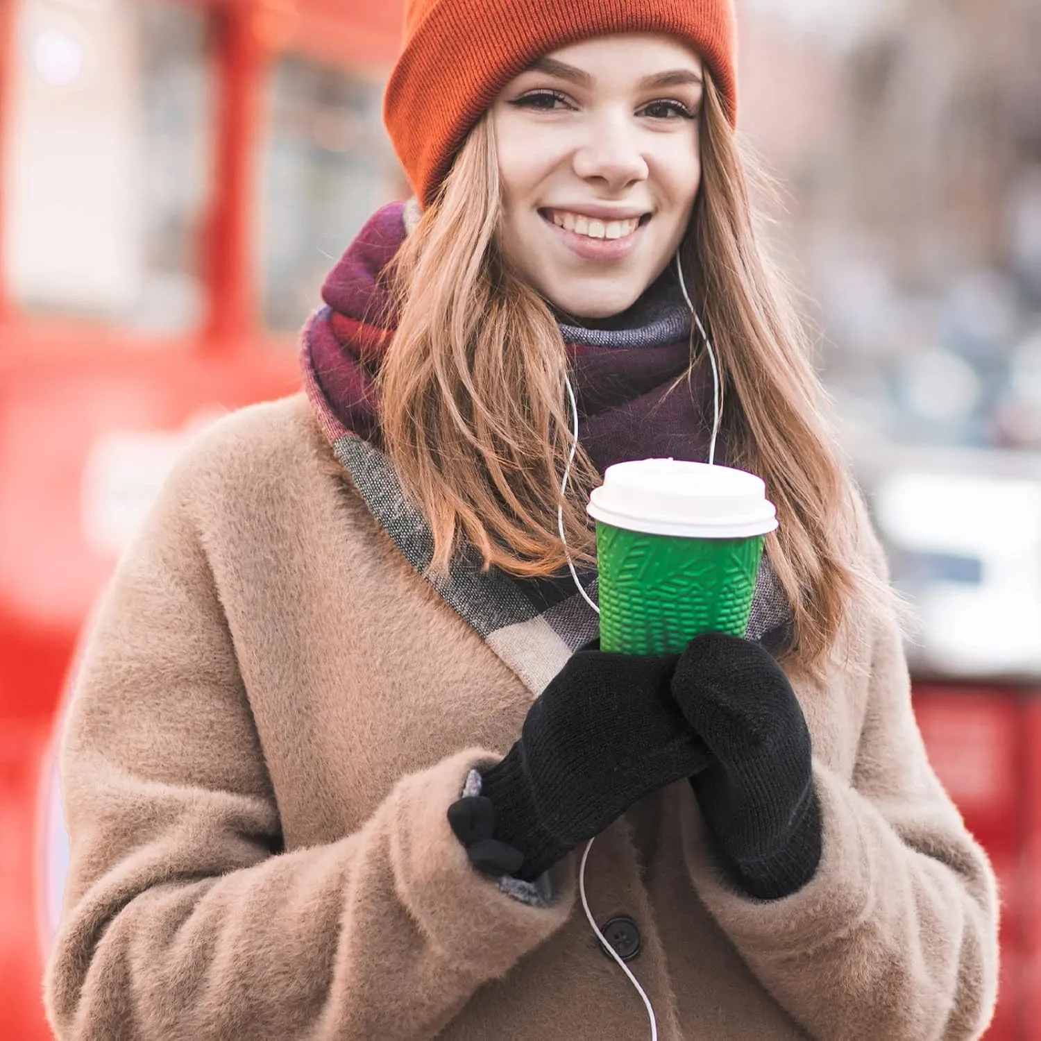 Newcotte Winter Gloves for Women Warm Lining Mittens Fleece Thick Wool Gloves Cable Knitted Mittens for Winter Cold Weather