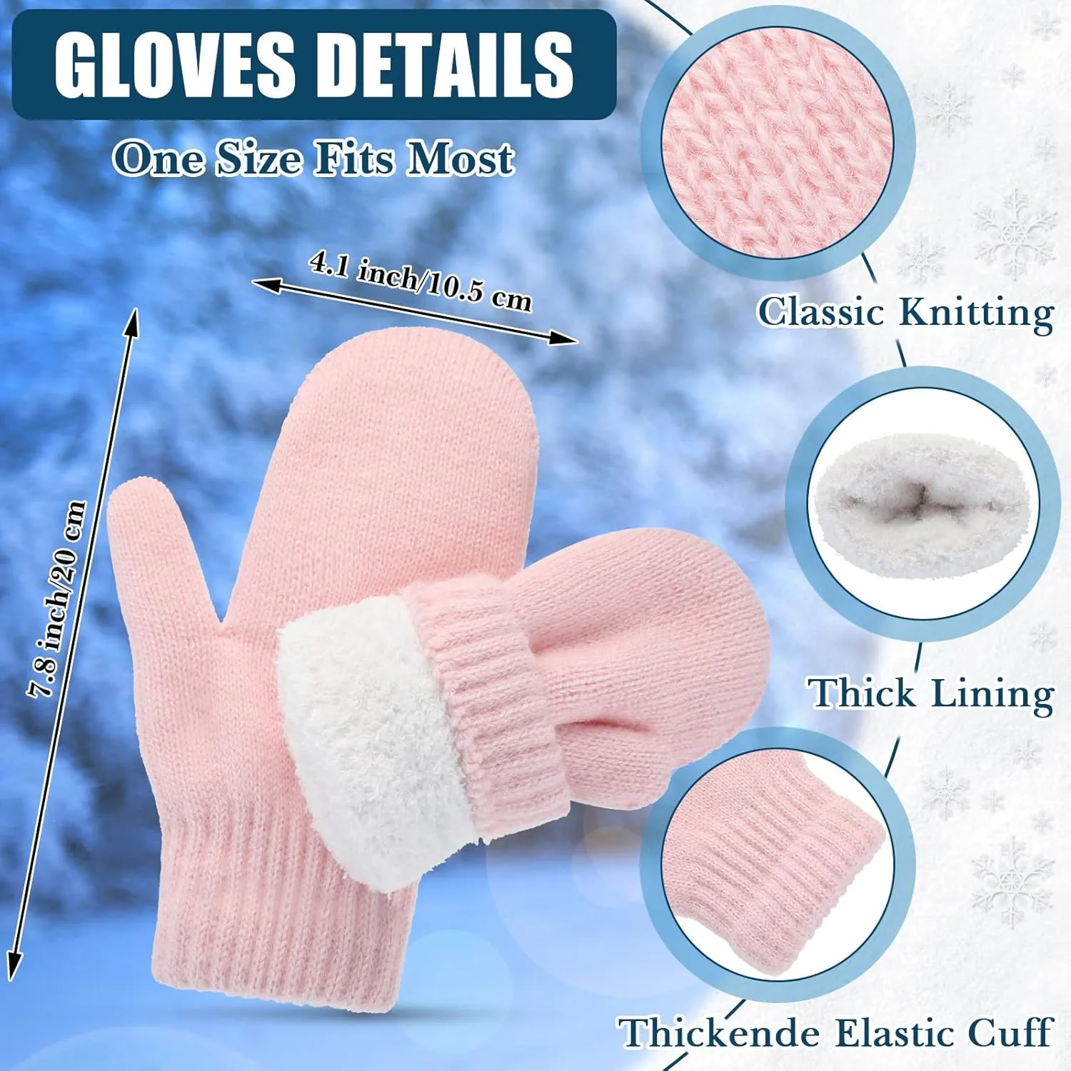 Newcotte Winter Gloves for Women Warm Lining Mittens Fleece Thick Wool Gloves Cable Knitted Mittens for Winter Cold Weather