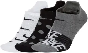 Nike Women`s Everyday Plus Lightweight Training No Show Socks 3 Pack (Black(SK0042-922)/Gray/White, Medium)