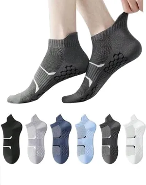 no show socks for men & women Running Athletic Low Cut Tab Socks with non slip grip 6-Pairs (size 5-10)