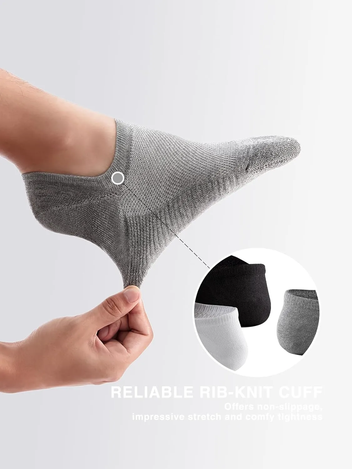 No Show Socks for Women & Men, Non-Slip Low Cut, Moisture-Wicking, Invisible Athletic Cotton Socks 6 Pairs