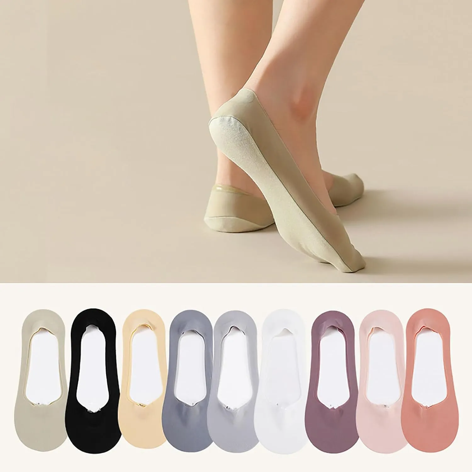 No Show Socks for Women, Ultra Thin Liner Socks Non Slip Seamless