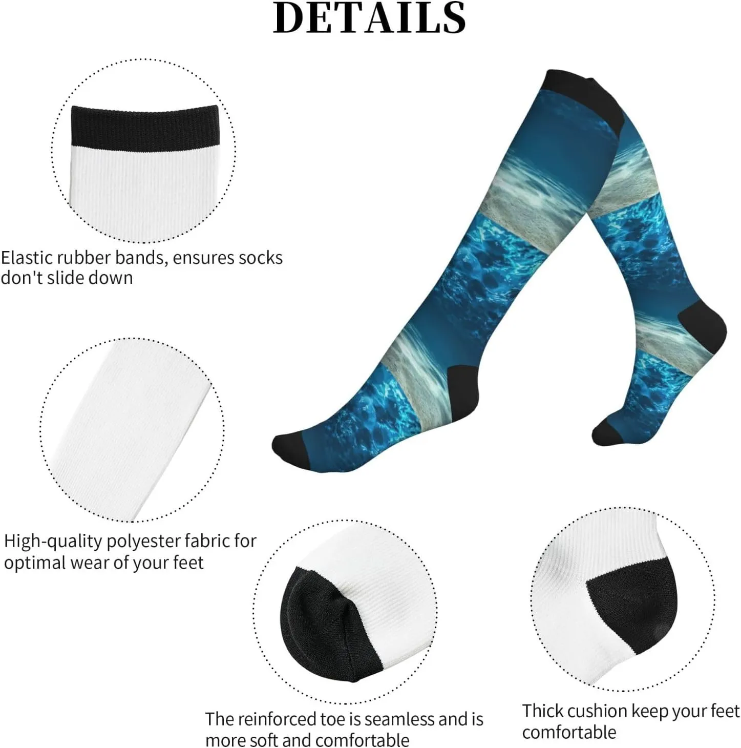 Ocean. Print Circulation Compression Socks For Plantar Fasciitis Edema And Post Surgery