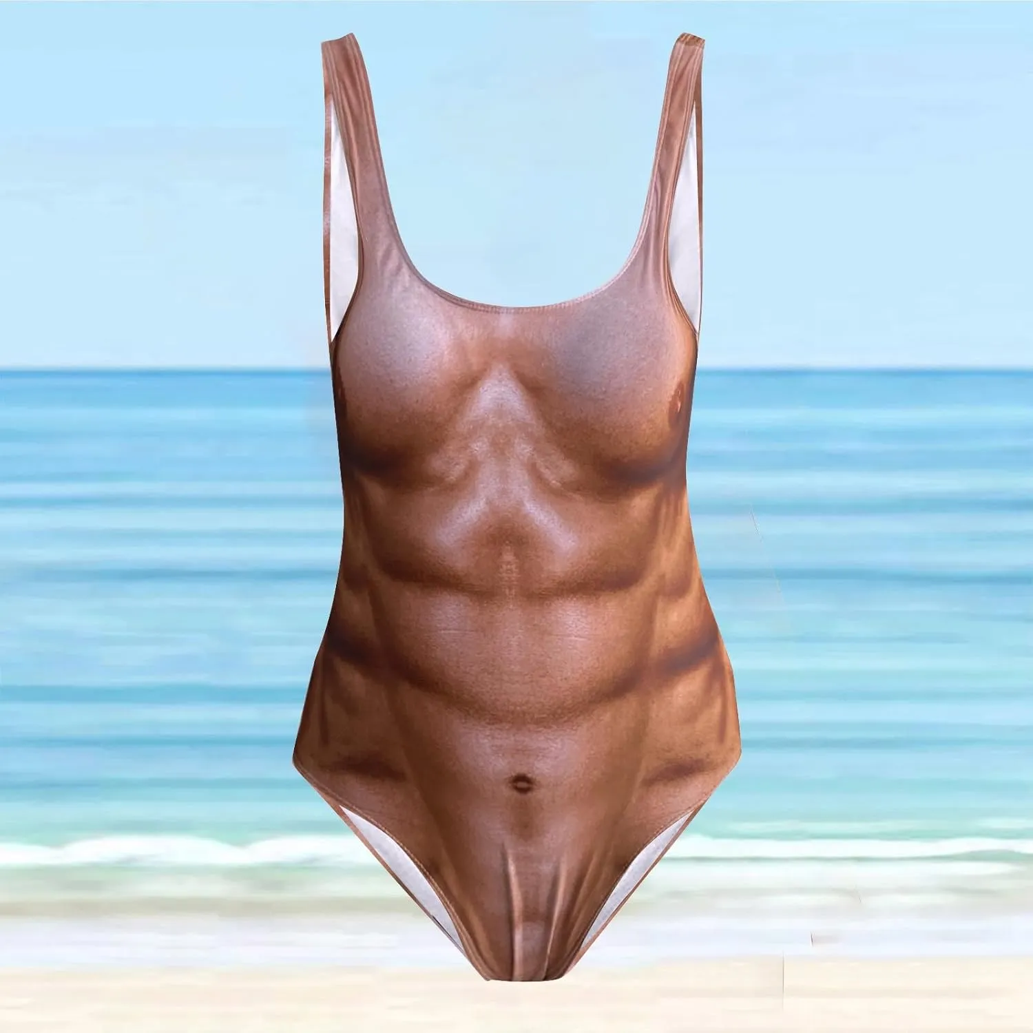 One Piece Swimsuit Funny Hairy Chest Swimwear Bathing Suit for Women Beachwear Bodysuits for Women Swimwear Novelty