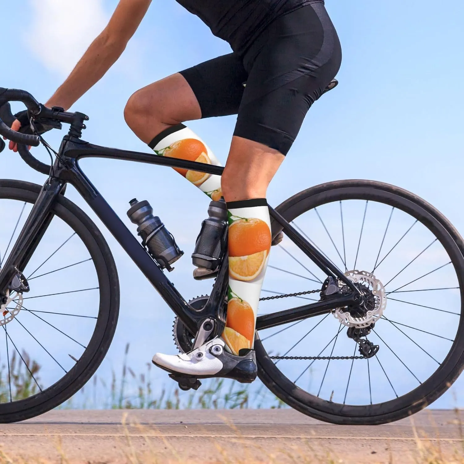 Orange Print Circulation Compression Socks For Plantar Fasciitis Edema And Post Surgery
