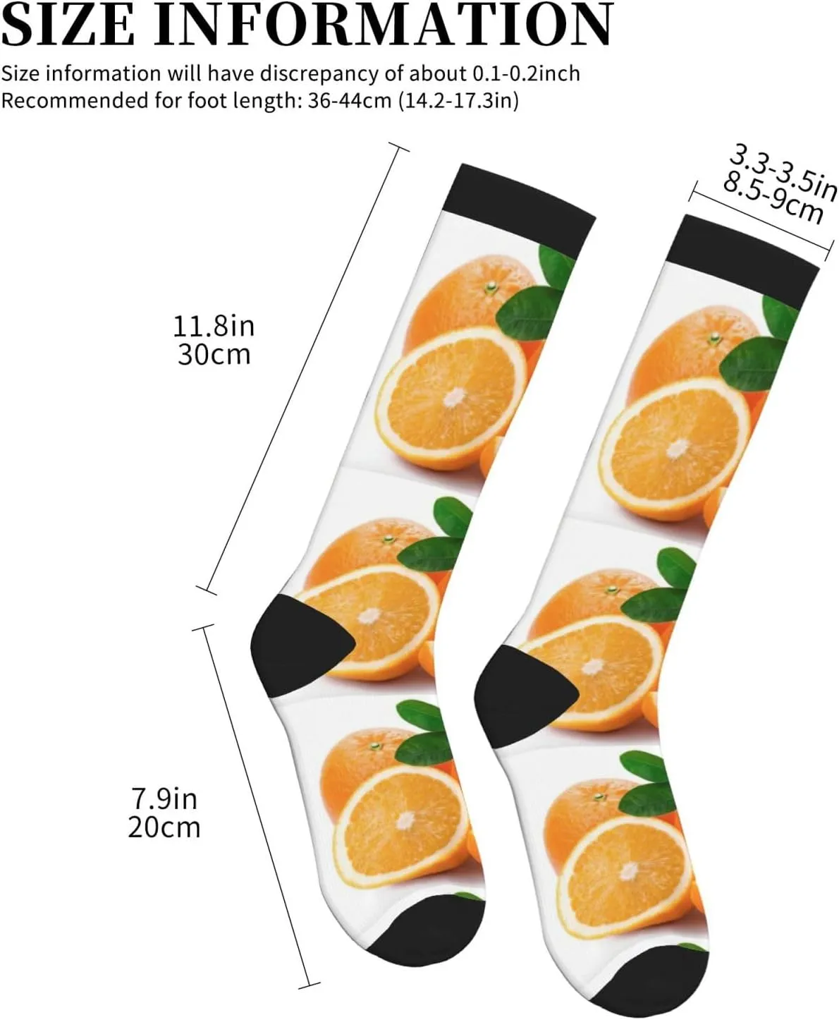 Orange Print Circulation Compression Socks For Plantar Fasciitis Edema And Post Surgery