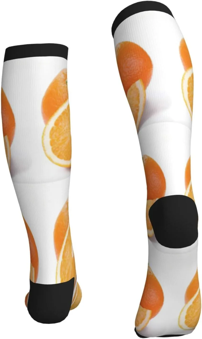 Orange Print Circulation Compression Socks For Plantar Fasciitis Edema And Post Surgery