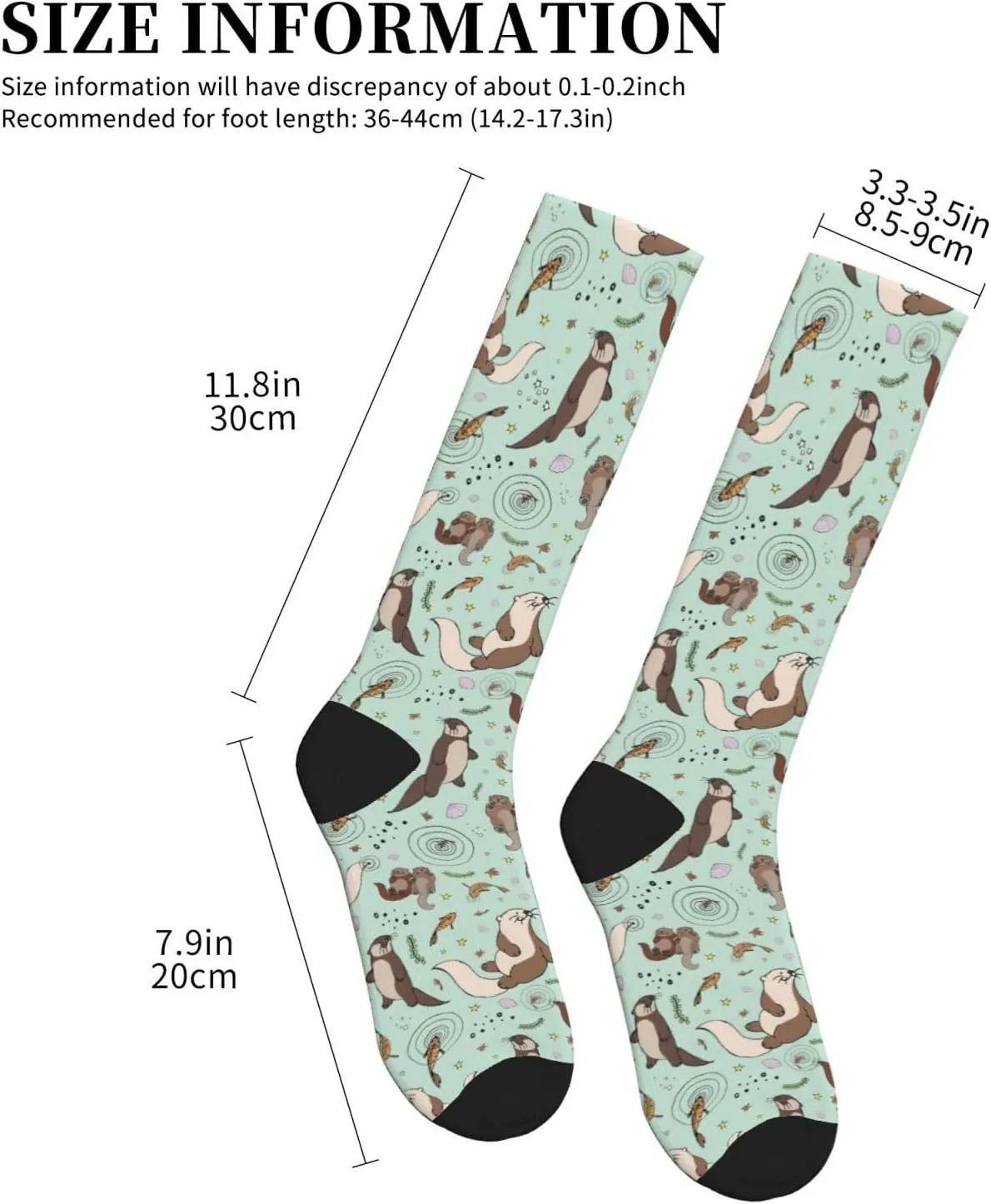 Otters Print Circulation Compression Socks For Plantar Fasciitis Edema And Post Surgery