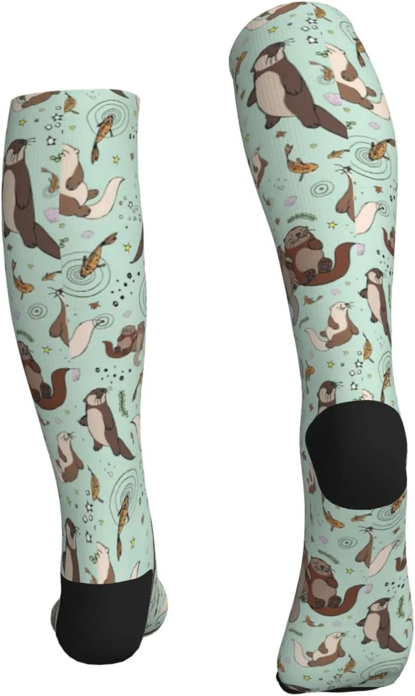 Otters Print Circulation Compression Socks For Plantar Fasciitis Edema And Post Surgery