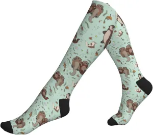 Otters Print Circulation Compression Socks For Plantar Fasciitis Edema And Post Surgery