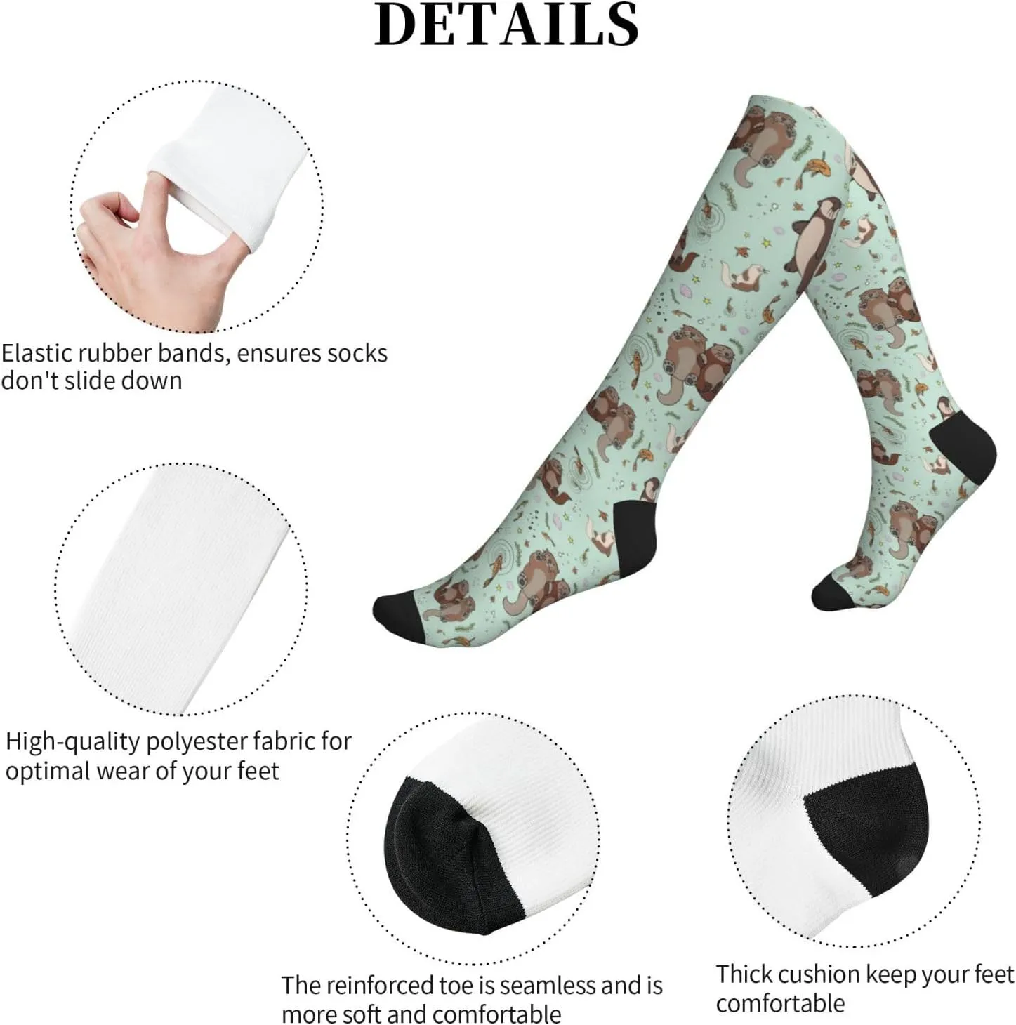 Otters Print Circulation Compression Socks For Plantar Fasciitis Edema And Post Surgery