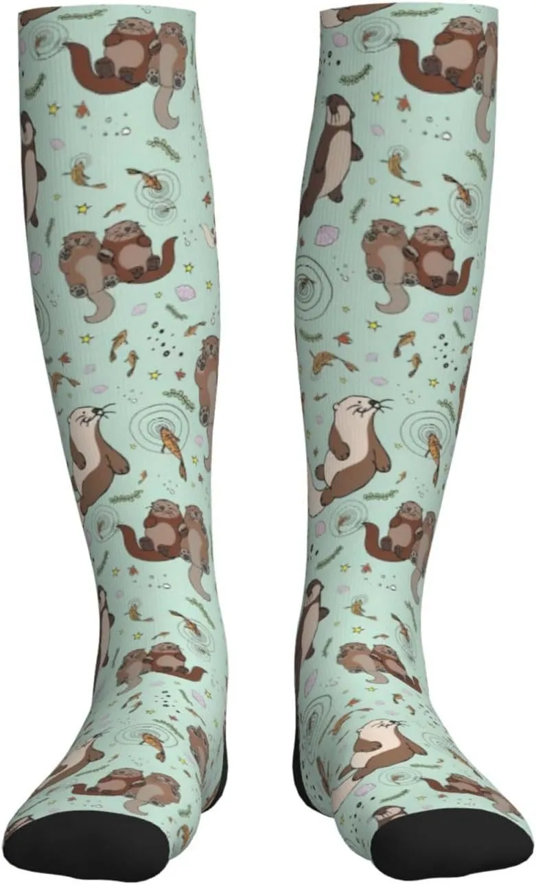 Otters Print Circulation Compression Socks For Plantar Fasciitis Edema And Post Surgery