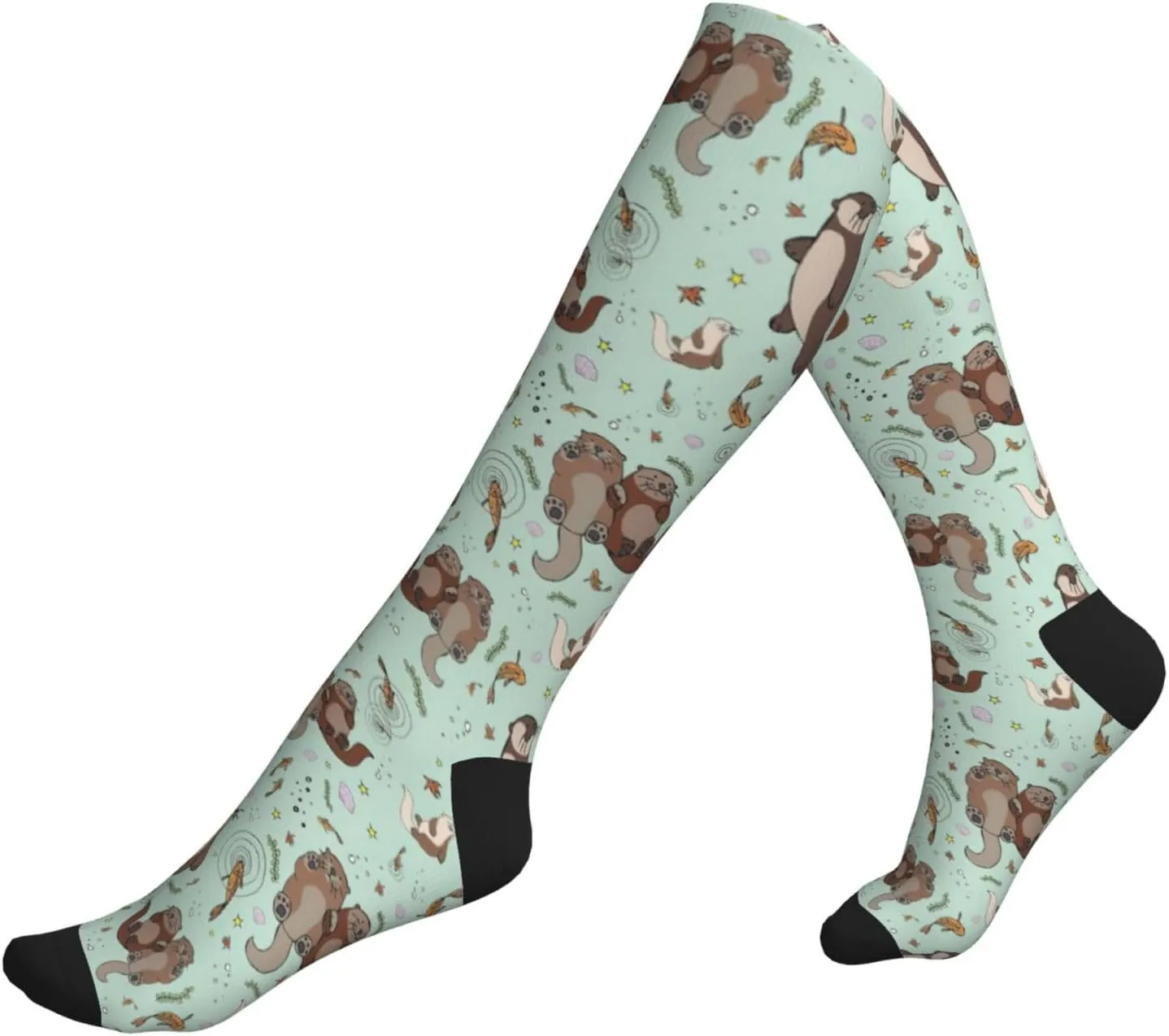 Otters Print Circulation Compression Socks For Plantar Fasciitis Edema And Post Surgery