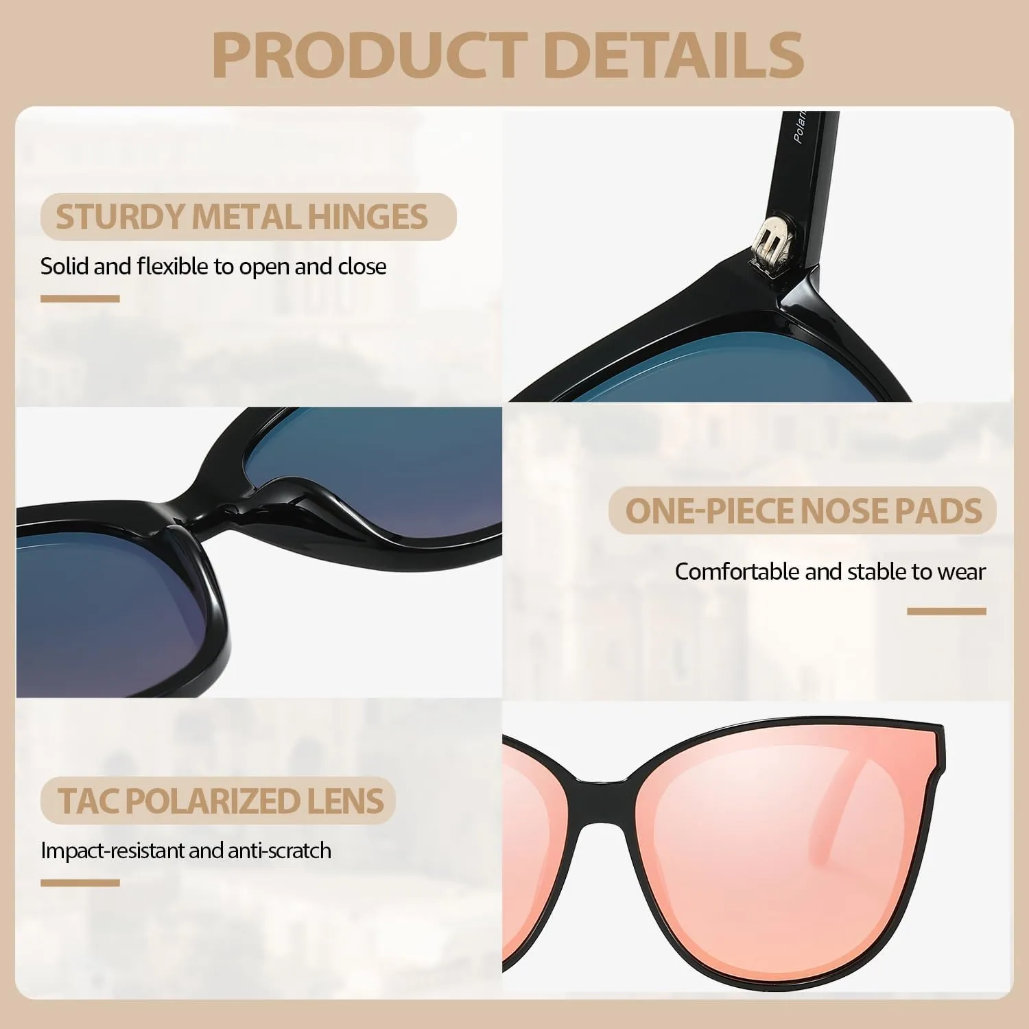 Oversized Cat Eyes Sunglasses for Women Polarized & UV Protection, Trendy Large/Big Cateye Sunnies IF1627