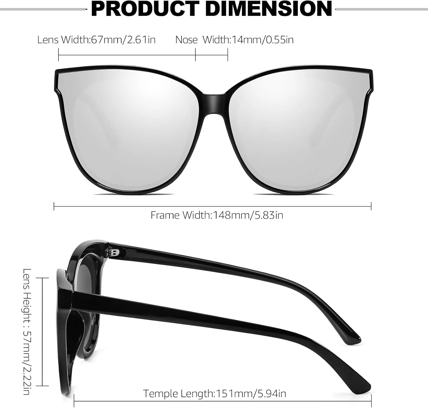 Oversized Cat Eyes Sunglasses for Women Polarized & UV Protection, Trendy Large/Big Cateye Sunnies IF1627