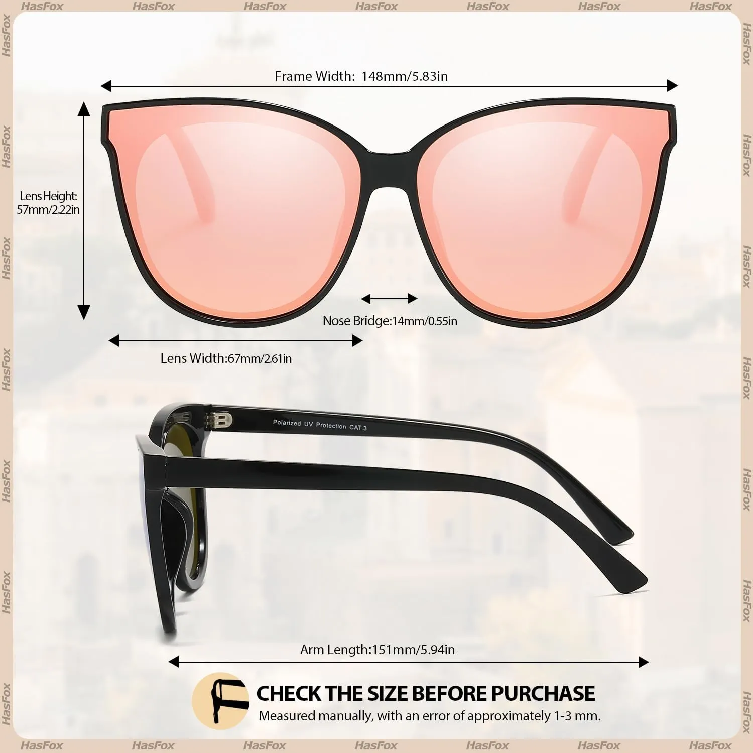Oversized Cat Eyes Sunglasses for Women Polarized & UV Protection, Trendy Large/Big Cateye Sunnies IF1627