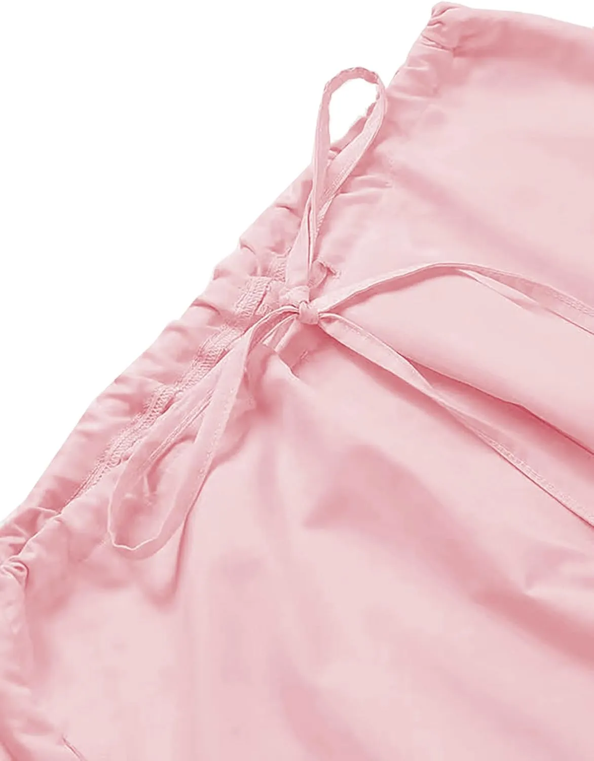 Parachute Pants for Women Elastic Waistline Drawstring Cargo Pants with Pockets Casual Hiking Pants