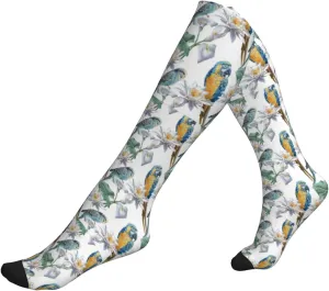Parrots on Branches Print Circulation Compression Socks For Plantar Fasciitis Edema And Post Surgery