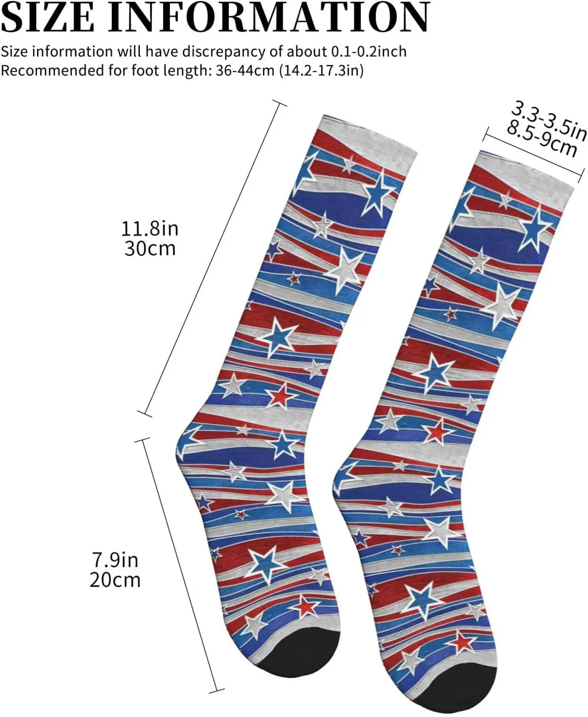 Patriotic Stars Strips Independence Day Print Circulation Compression Socks For Plantar Fasciitis Edema And Post Surgery