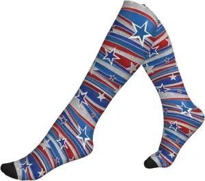 Patriotic Stars Strips Independence Day Print Circulation Compression Socks For Plantar Fasciitis Edema And Post Surgery