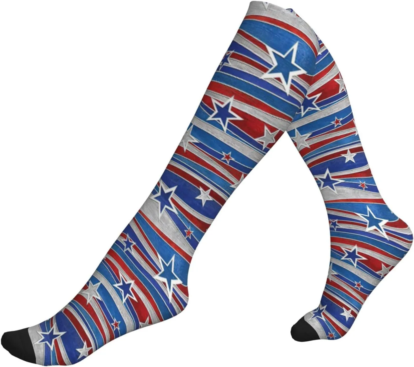 Patriotic Stars Strips Independence Day Print Circulation Compression Socks For Plantar Fasciitis Edema And Post Surgery