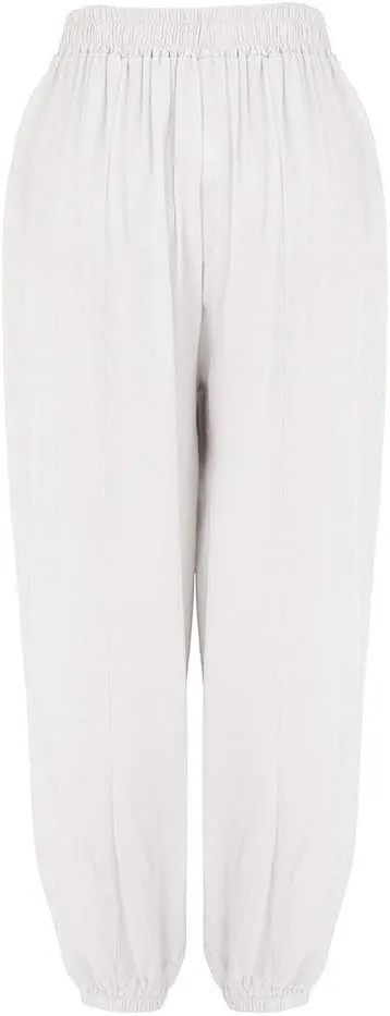 Petite Sweatpants for Women Plus Size Loose Cotton and Linen Casual Pants Women Summer Boho Lightweight Palazzo