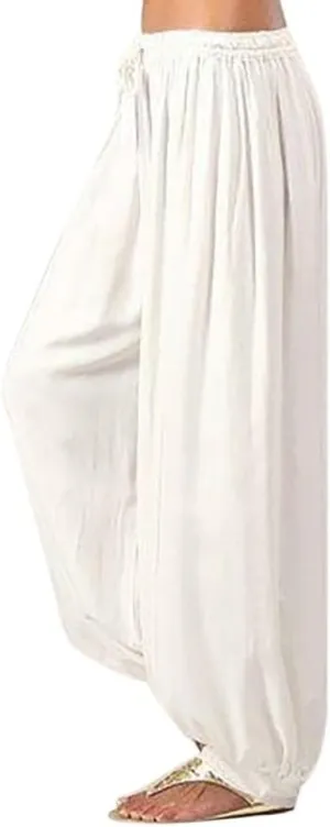 Petite Sweatpants for Women Plus Size Loose Cotton and Linen Casual Pants Women Summer Boho Lightweight Palazzo