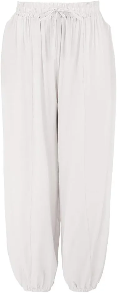 Petite Sweatpants for Women Plus Size Loose Cotton and Linen Casual Pants Women Summer Boho Lightweight Palazzo