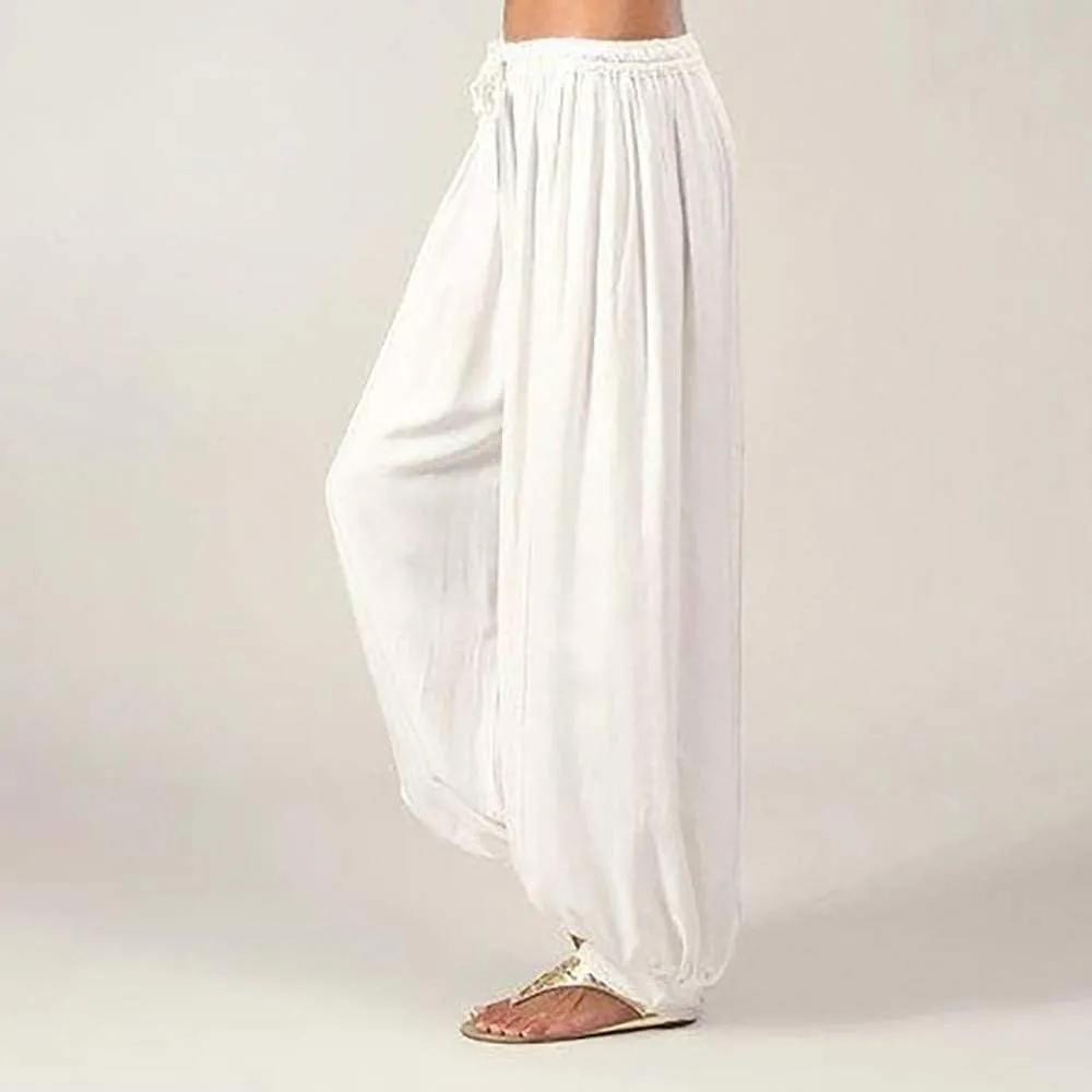 Petite Sweatpants for Women Plus Size Loose Cotton and Linen Casual Pants Women Summer Boho Lightweight Palazzo