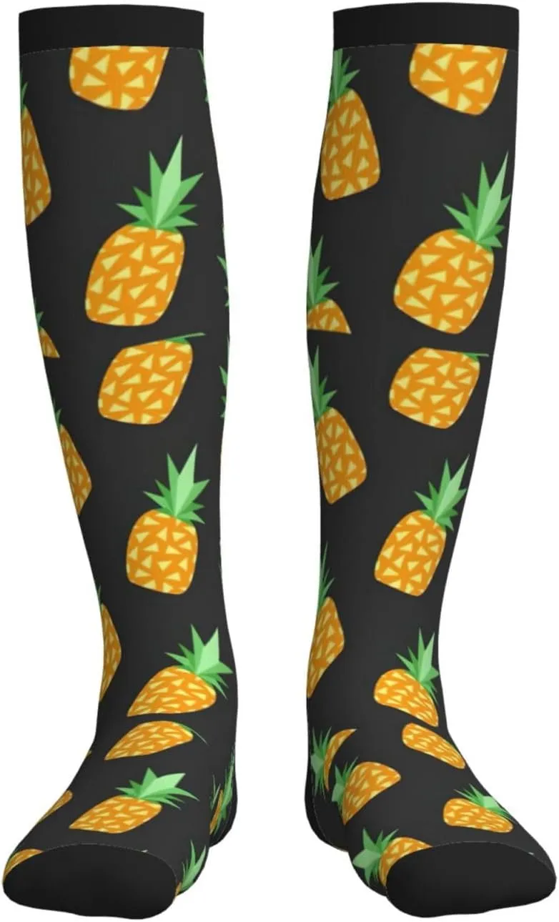 Pineapple Print Circulation Compression Socks For Plantar Fasciitis Edema And Post Surgery