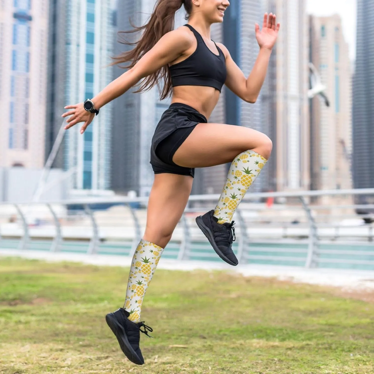 Pineapple. Print Circulation Compression Socks For Plantar Fasciitis Edema And Post Surgery