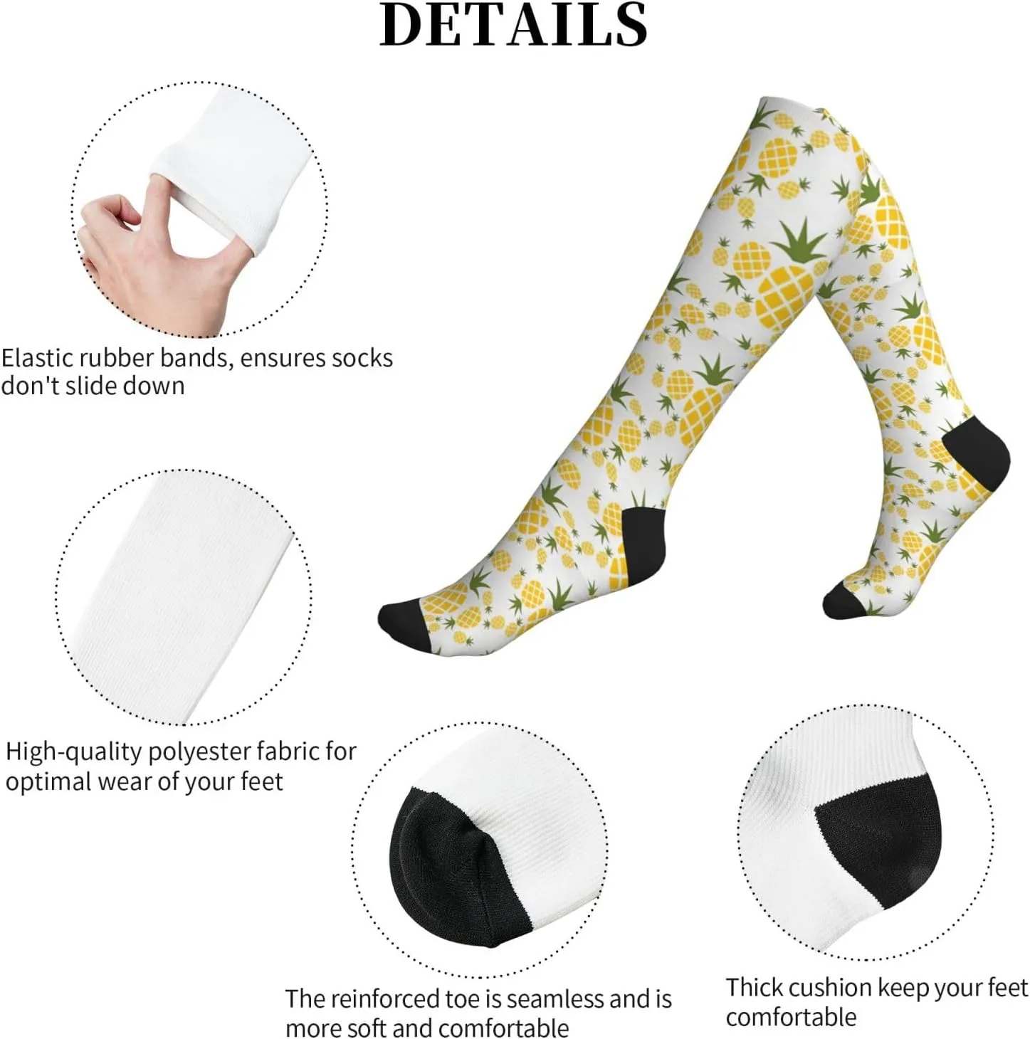 Pineapple. Print Circulation Compression Socks For Plantar Fasciitis Edema And Post Surgery