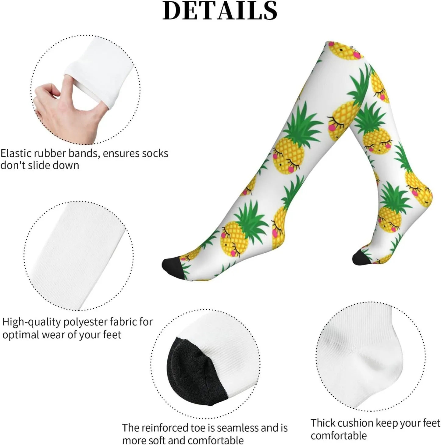 Pineapple1 Print Circulation Compression Socks For Plantar Fasciitis Edema And Post Surgery