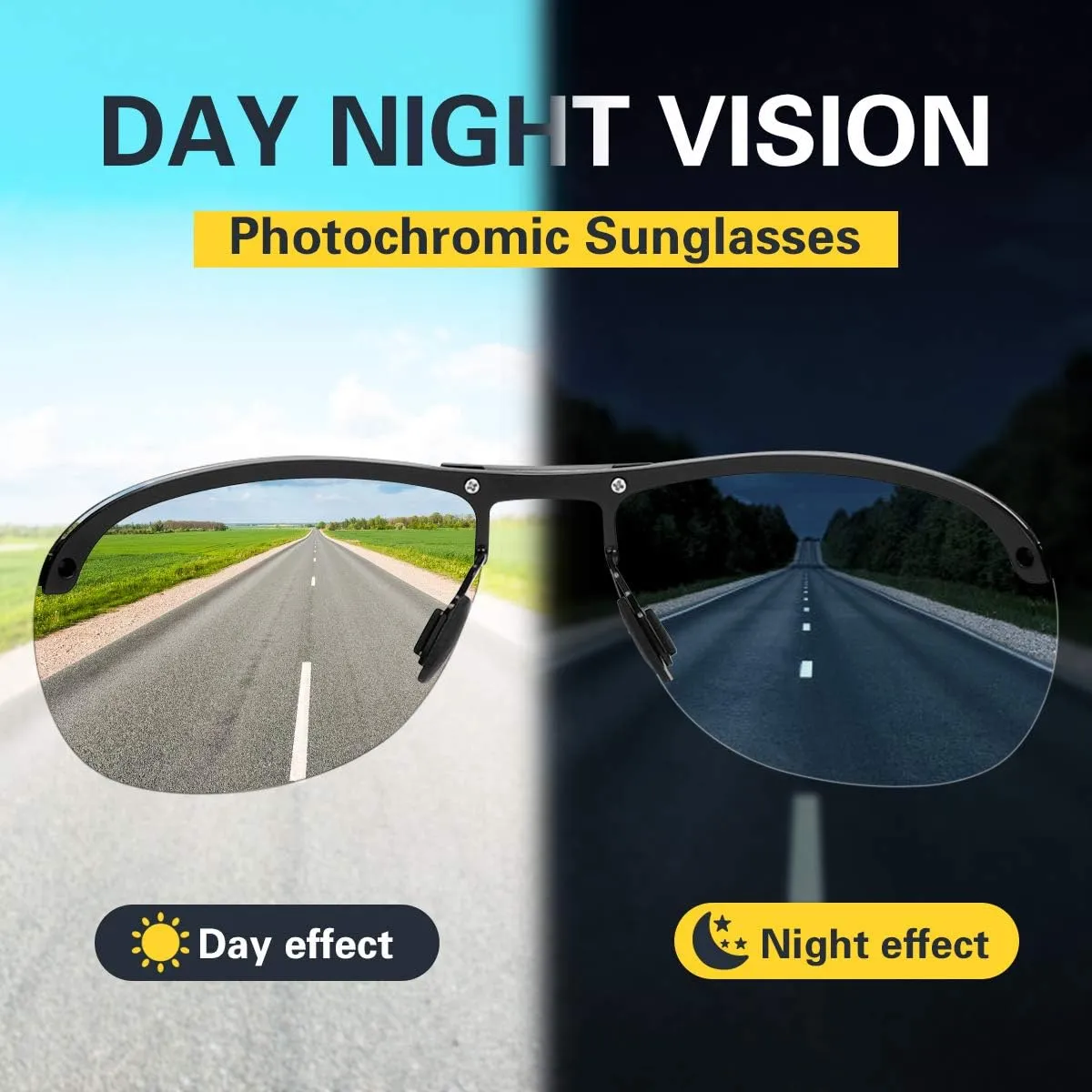 Polarized Photochromic Driving z87 Sunglasses for Men Day Night Safety Glasses