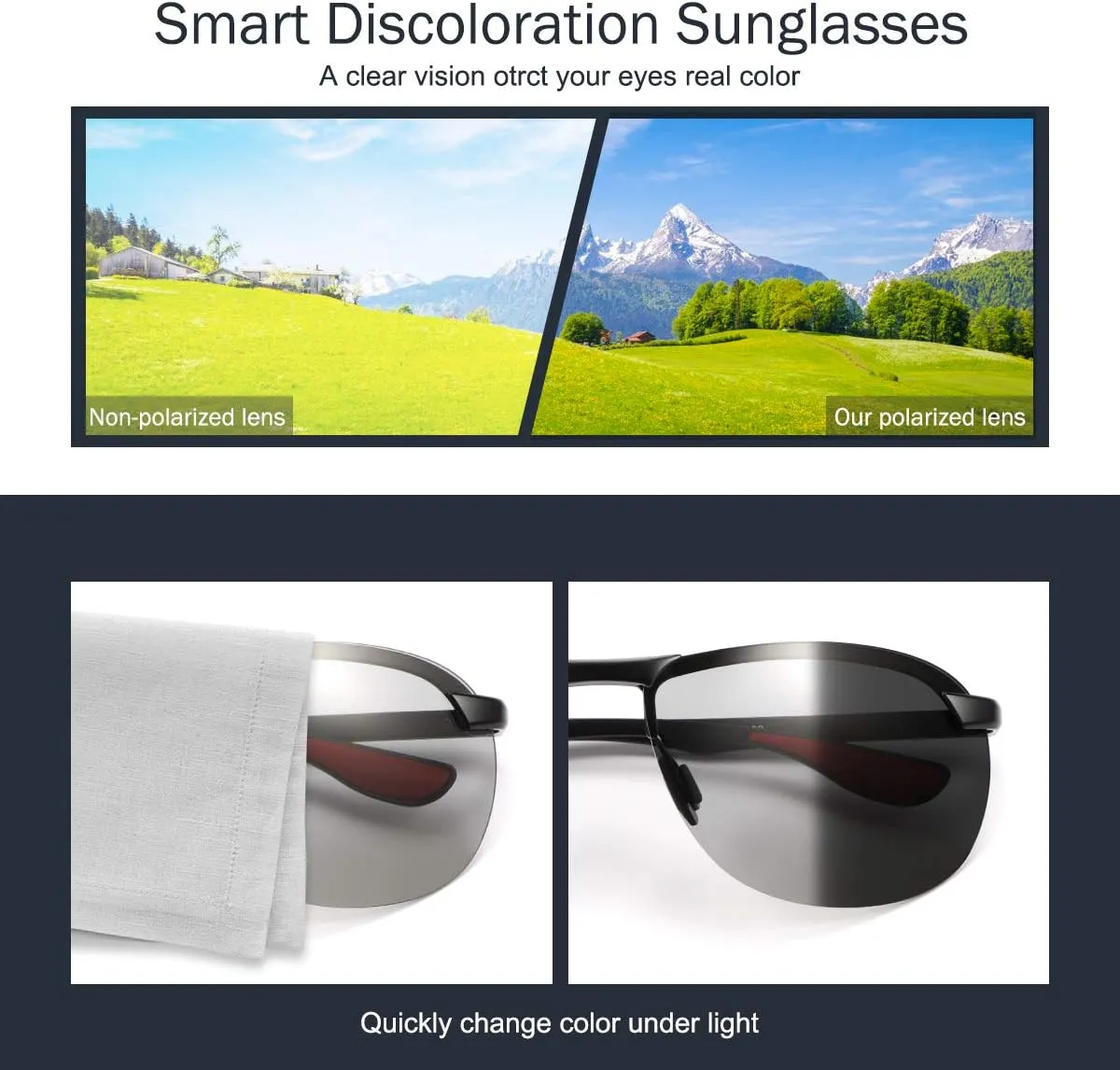 Polarized Photochromic Driving z87 Sunglasses for Men Day Night Safety Glasses