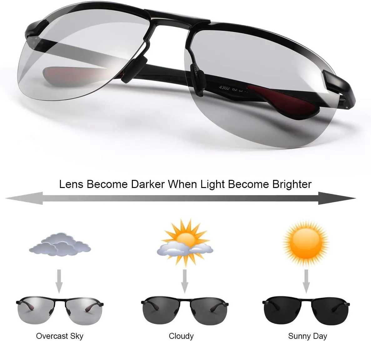 Polarized Photochromic Driving z87 Sunglasses for Men Day Night Safety Glasses