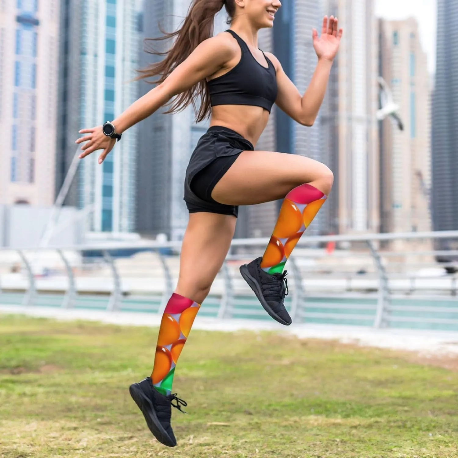 polka dot Print Circulation Compression Socks For Plantar Fasciitis Edema And Post Surgery