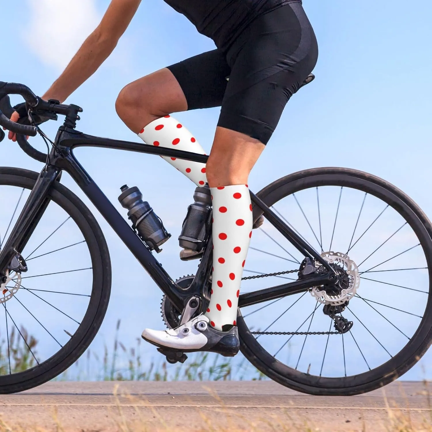 Polka Dot. Print Circulation Compression Socks For Plantar Fasciitis Edema And Post Surgery