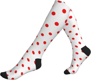 Polka Dot. Print Circulation Compression Socks For Plantar Fasciitis Edema And Post Surgery